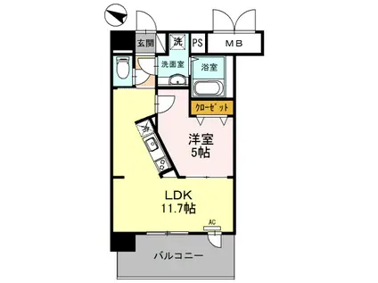 新神戸ヴィータ(1LDK/4階)の間取り写真