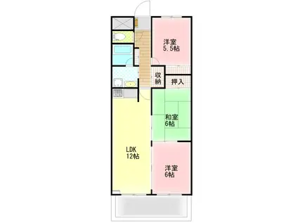 フェニックス殿岡(3LDK/2階)の間取り写真