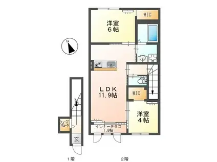 スイレン(2LDK/2階)の間取り写真
