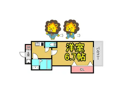 ラグゼ都島北通I(1K/8階)の間取り写真