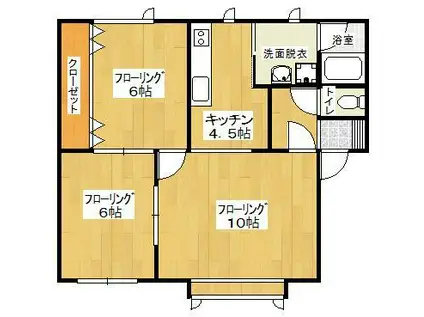 コーポヴェルメ(2LDK/1階)の間取り写真