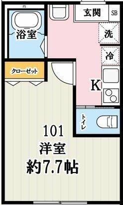 キャメル稲毛2(1K/1階)の間取り写真