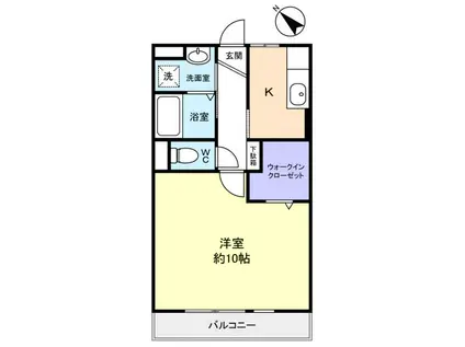 K′SシャンブルVI(1K/3階)の間取り写真