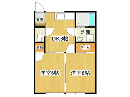 ベルハイツ NO.5(2DK/1階)の間取り写真