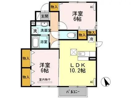 エルモア III(2LDK/1階)の間取り写真