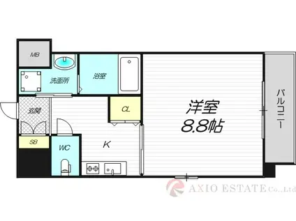 ヴェリテ新大阪イースト(1K/3階)の間取り写真