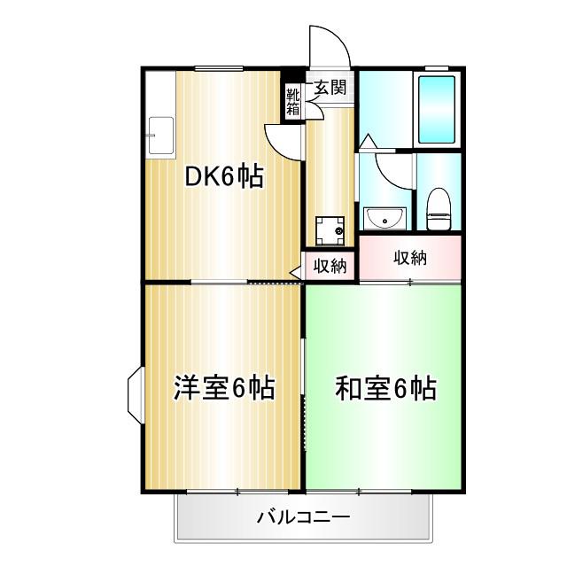 フォンティーヌ弐番館(2DK/2階)の間取り写真