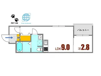 セブンプロート海田市駅前(1LDK/1階)の間取り写真