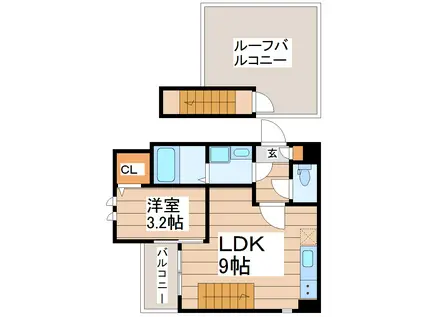 GRANDTIC北仙台(1LDK/1階)の間取り写真