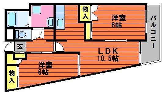 マンションクラデン(2LDK/5階)の間取り写真