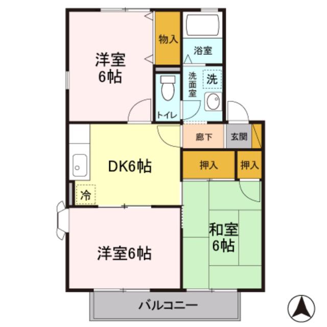 エステートUII(3DK/2階)の間取り写真