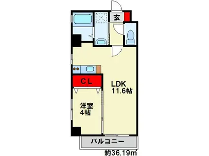 ニューアンジュ下曽根(1LDK/3階)の間取り写真