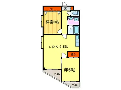 ロイヤル清涼(2LDK/3階)の間取り写真