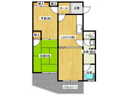 ビバリーヒルズ(2LDK/4階)の間取り写真