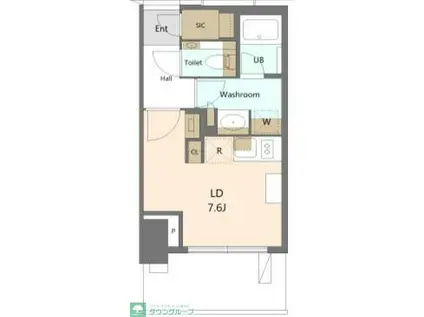 大崎ステーションレジデンス(ワンルーム/19階)の間取り写真