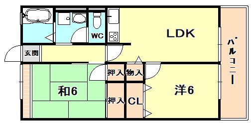 ピュア能登(2LDK/2階)の間取り写真
