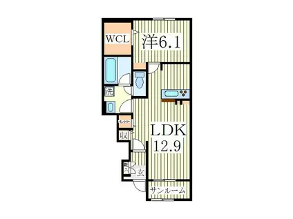 シャルム II(1LDK/1階)の間取り写真