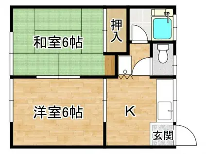 JR信越本線 宮内駅(新潟) 徒歩68分 2階建 築42年(2K/2階)の間取り写真