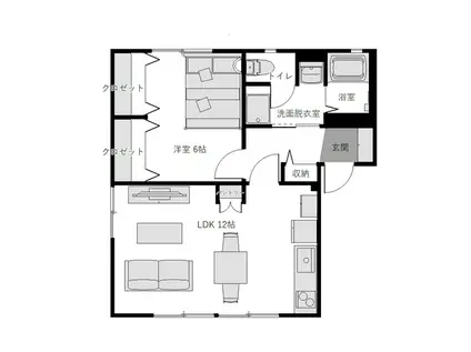 MAISONさくらII F棟(1LDK/1階)の間取り写真