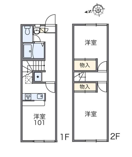 レオパレス峯下B(2LDK/1階)の間取り写真