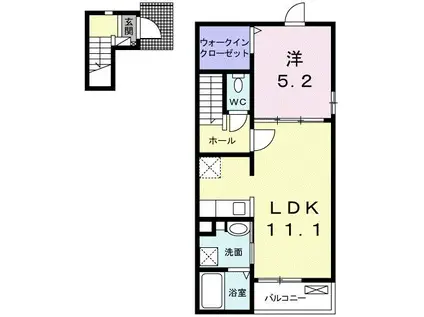 ヴァレンティ(1LDK/2階)の間取り写真