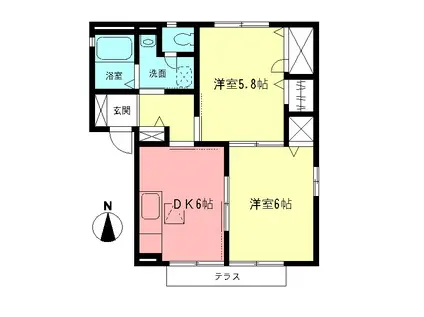 メゾン笛田II(2DK/1階)の間取り写真
