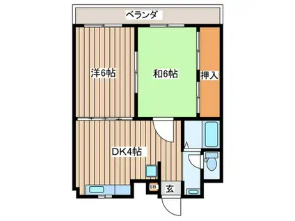 レジデンス宮町(2DK/2階)の間取り写真