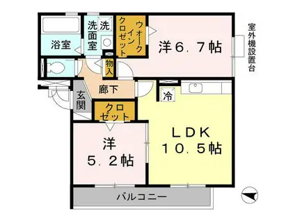 セジュールピア(2LDK/3階)の間取り写真