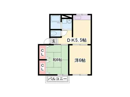 アクト―ワン(2DK/2階)の間取り写真