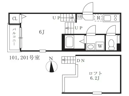 グランテラス(1K/1階)の間取り写真