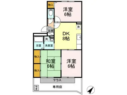 ドミール中尾(2LDK/1階)の間取り写真