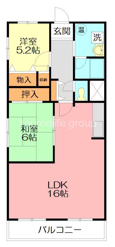 厚木寿町サンハイツ(2LDK/2階)の間取り写真