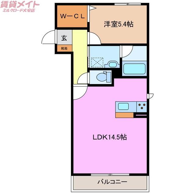 CIEL BLUE(1LDK/2階)の間取り写真