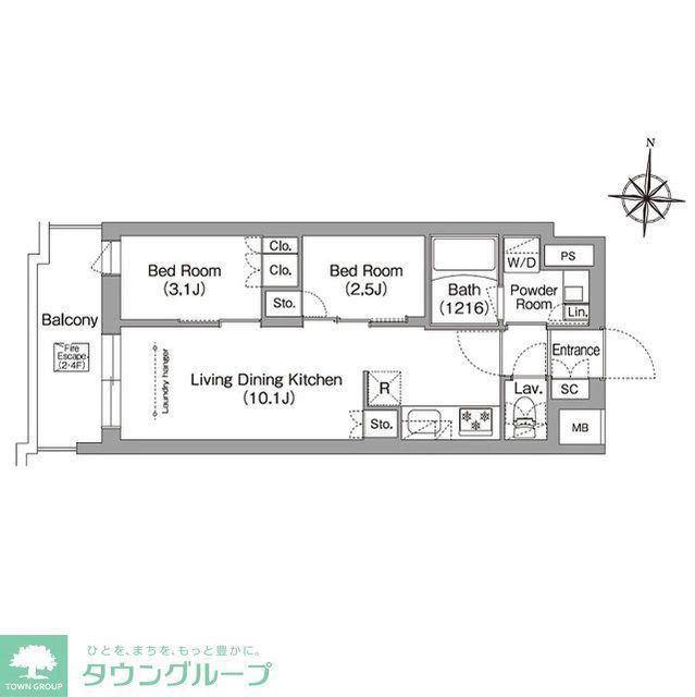 コンフォリア・リヴ南品川(2LDK/3階)の間取り写真