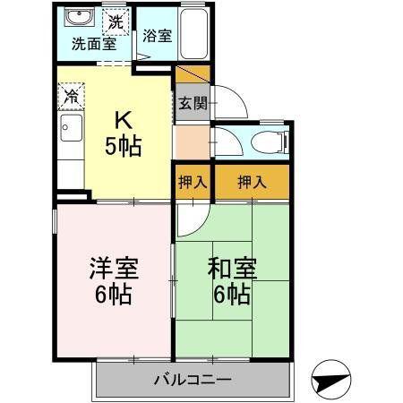 メゾンフェール(2K/1階)の間取り写真