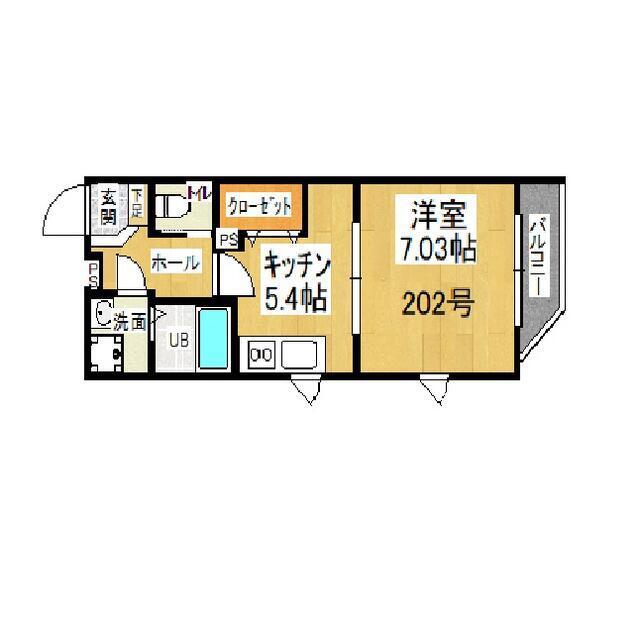 BE ROOM 池田山(1DK/2階)の間取り写真