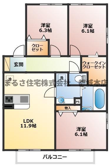 サン・ウィルコートII(3LDK/2階)の間取り写真