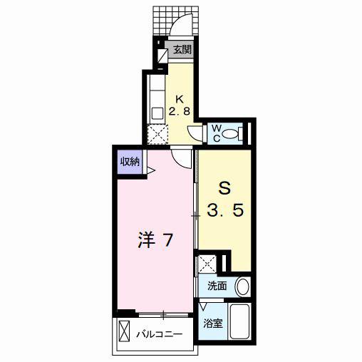 ラインハイム足立山A(1SK/1階)の間取り写真