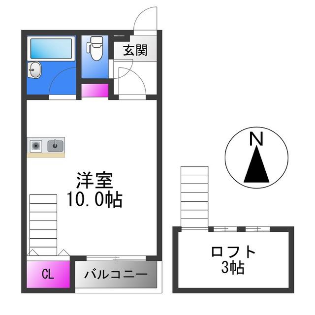 エクラ平野(ワンルーム/2階)の間取り写真