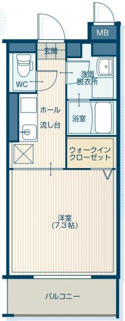 ヴィットーリア(1K/1階)の間取り写真