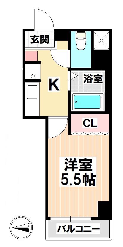 ソフィス桜山(1K/8階)の間取り写真