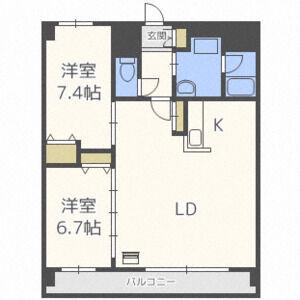 メゾンハマナス(2LDK/3階)の間取り写真