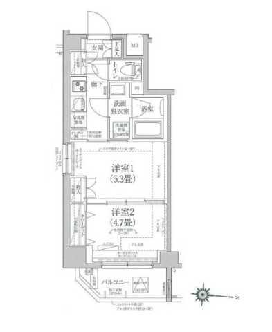 ルフレプレミアム押上(2K/6階)の間取り写真