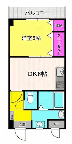 マンション美苑(1DK/5階)の間取り写真