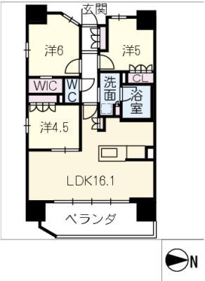 OPENRESIDENCIA NAGOYA ノース 801(3LDK/8階)の間取り写真