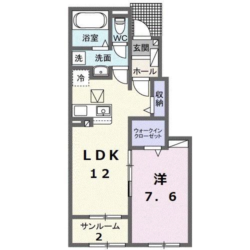 シエル インフィニ 川島田 I(1LDK/1階)の間取り写真