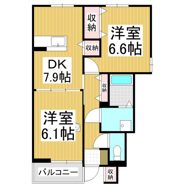 パークハイムI(2DK/1階)の間取り写真