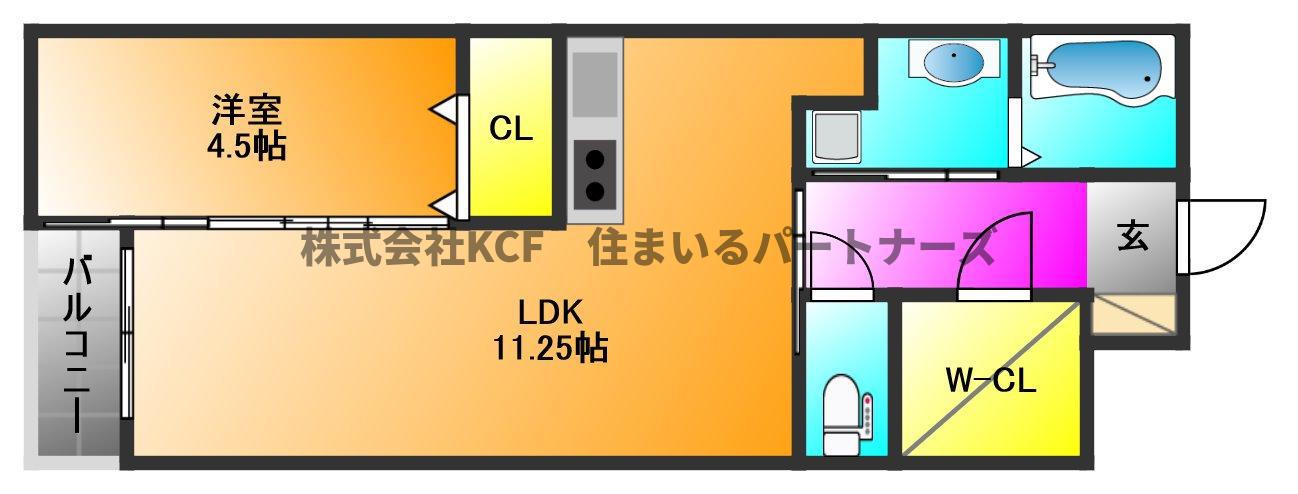 ボワットブランシュ(1LDK/1階)の間取り写真