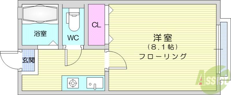 セントポーリア(1K/2階)の間取り写真