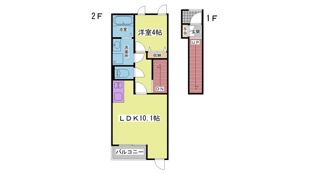 エッセンティア谷上(1LDK/2階)の間取り写真